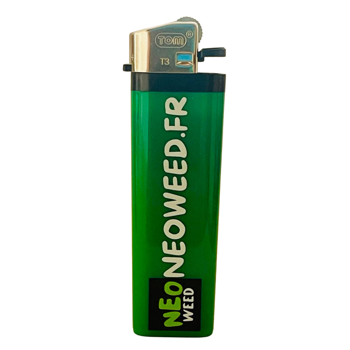 briquet vert avec logo et nom du site neoweed.fr